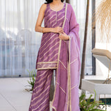 Lavender Haze Rayon Embroidered Kurti Set