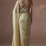 Earthy Beige Sequin Work Organza Saree