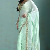 Light Green Chiffon Embroidered Saree
