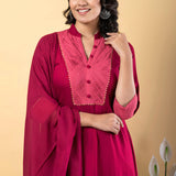 Rose Red Rayon Anarkali Set