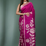 Burnt Pink Pure Silk Saree With Printed Design