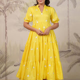 Bright Yellow Santoon Embroidered Dress