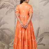 Orange Santoon Embroidered Dress