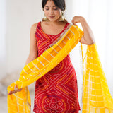 Red Kurta And Sharara Set