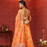 Sunshade Orange Organza Floral Printed Lehenga Set