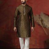 Mahendi Green Dupion Printed Kurta Set