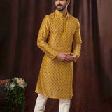 Yellow Art Silk Digital Printed Kurta Set