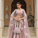 Dusty Pink Crepe Gota Work Lehenga Set