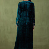 Emerald Green Velvet Straight Kurta Set And Pant With Gotta Dupatta