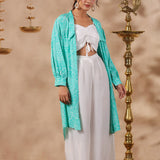 White Crepe Solid Indo-Western Co-Ord Set