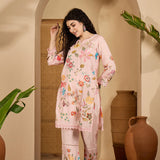 Pastel Pink Floral Cotton Printed Kurta Set