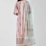 Light Pink Cotton Silk Ethnic Suit Set With Subtle Floral Design