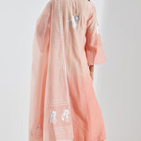 Ethnic Peach Colour Kurta With Silver Floral Patterns