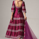 Purple Raw Silk Anarkali Set