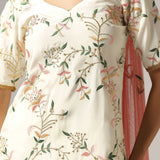 Cream French Crepe Kurti With Sharara And Dupatta