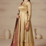 Golden Embroidered Georgette Anarkali Set