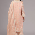 <img> Peach Pink Organza Thread Embroidered Kurti Set