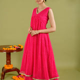 Magenta Georgette Leheriya Printed Palazzo Set