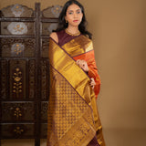 Rusty Orange Kanjivaram Silk Saree