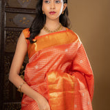 Bright Orange Kanjivaram Silk Saree