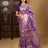 Purple Floral Kanjivaram Silk Saree