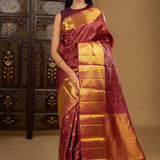Burgundy Kanjivaram Silk Saree