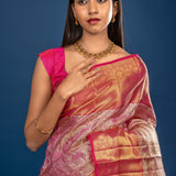 Golden Pink Kanjivaram Silk Saree