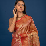 Golden Red Kanjivaram Silk Saree