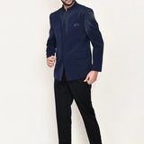 Royal Blue Terry Rayon Prince Coat With Pant