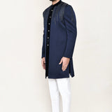 Navy Blue Velvet Sherwani Set