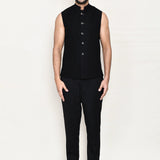 Black Jacquard Sherwani Set