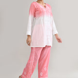 Pinkish Peach Cotton Chikankari Suit Set