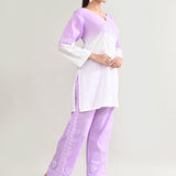 Lavender Cotton Chikankari Suit Set