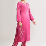 Pink Cotton Chikankari Suit Set