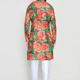 Green Silk Floral Printed Kurta Set