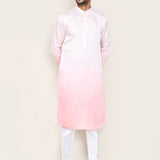 Pink Gradient Satin Silk Kurta Set