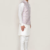 Grey And Purple Jacquard Jacket
