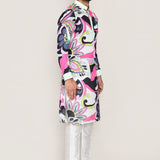 White Satin Silk Printed Kurta Set