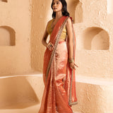 Pink Silk Tissue Saree With Fancy Border