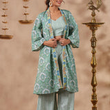 Light Green Cotton Printed Indo-Western Co-Ord Set