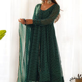 Crayon Green Georgette Leheriya Printed Anarkali Set