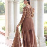 Chocolate Brown Fendi Embroidered Sharara Set
