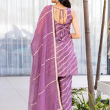 Lavender Haze Rayon Embroidered Kurti Set