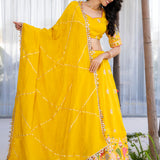 Bright Yellow Tissue Embroidered Lehenga Set