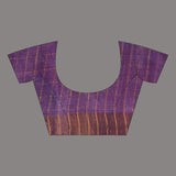 Faded Red Tussar Silk Saree With Hand Painted