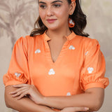 Orange Santoon Embroidered Dress