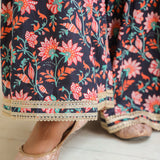 Tuna Blue Cotton Floral Printed Sharara Set