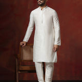 White Solid Dupion Kurta Set