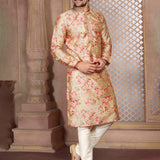 Golden Art Silk Digital Printed Kurta Set