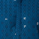 Teal Blue Cotton Silk Embroidered Patiala Set